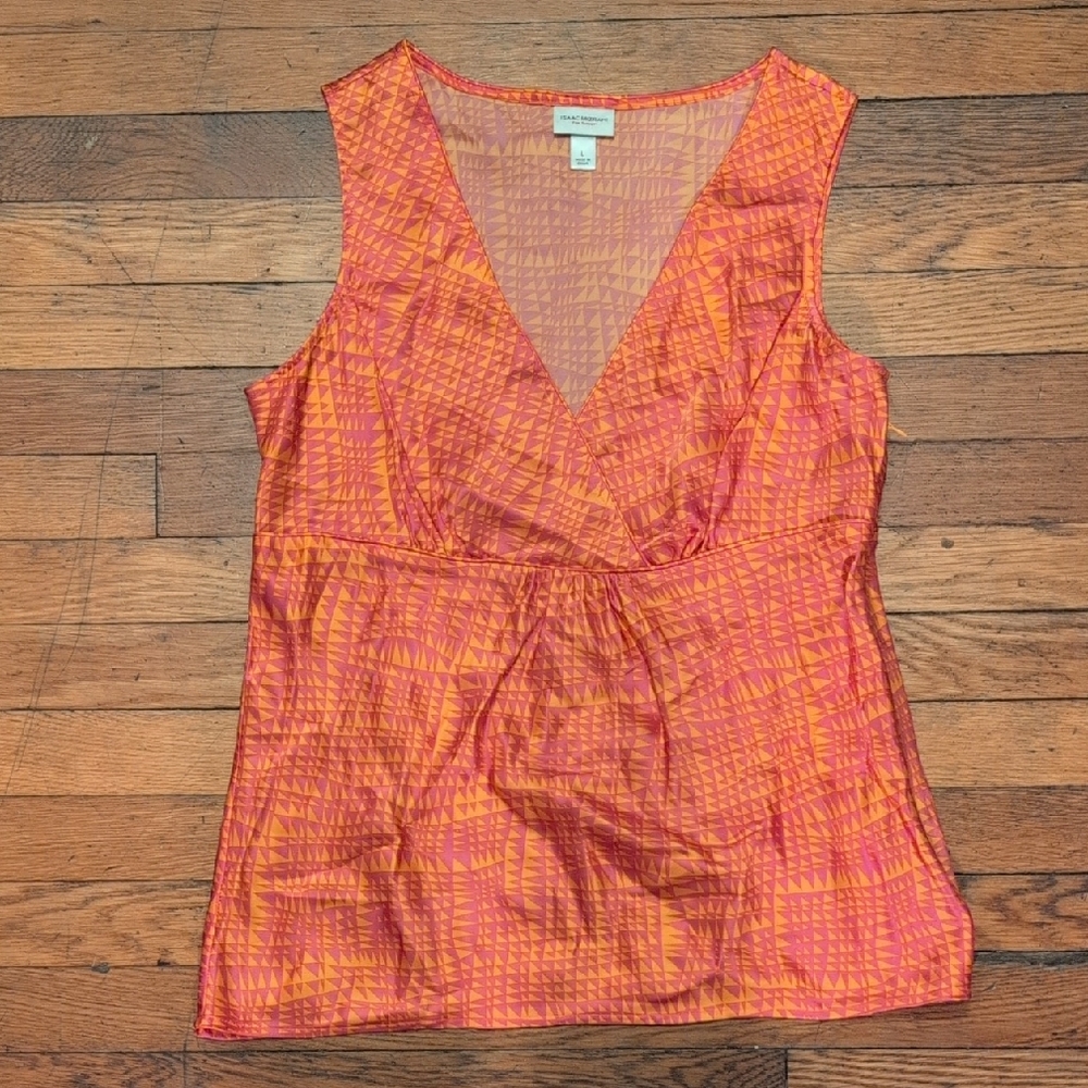 Isaac Mizrahi Orange and Pink Patterned Blouse